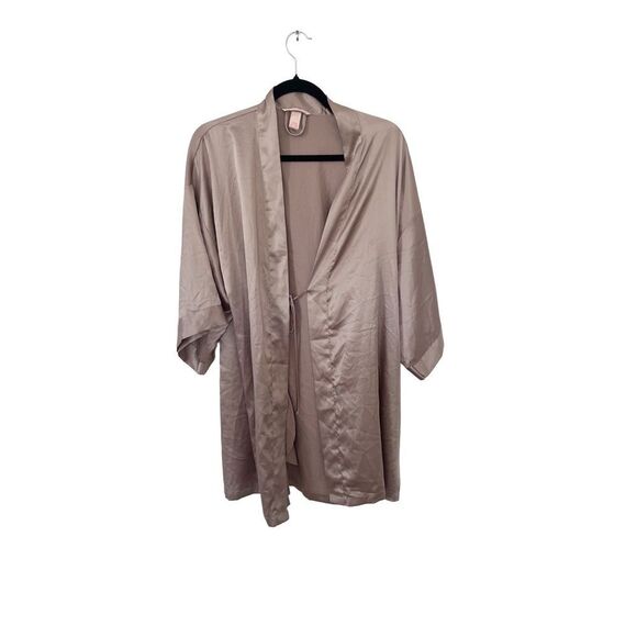 Victoria's Secret Satin Mauve Kimono Sleeve Short Wrap Robe Dress Gown - Picture 4 of 7